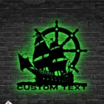 Beach Coastal Metal Sign Custom Pirate Ship Captain Wheel 1