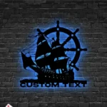 Beach Coastal Metal Sign Custom Pirate Ship Captain Wheel 1