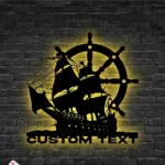 Beach Coastal Metal Sign Custom Pirate Ship Captain Wheel 1