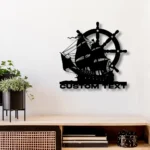Beach Coastal Metal Sign Custom Pirate Ship Captain Wheel 1