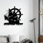 Beach Coastal Metal Sign Custom Pirate Ship Captain Wheel 1