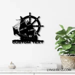 Beach Coastal Metal Sign Custom Pirate Ship Captain Wheel 1