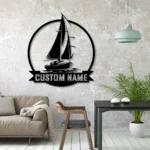 Beach Coastal Metal Sign Custom Sailing 1