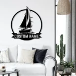 Beach Coastal Metal Sign Custom Sailing 1