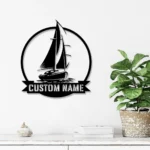 Beach Coastal Metal Sign Custom Sailing 1
