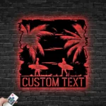 Beach Coastal Metal Sign Custom Tropical Sunset Landscape 1
