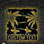 Beach Coastal Metal Sign Custom Tropical Sunset Landscape 1