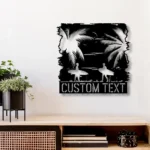 Beach Coastal Metal Sign Custom Tropical Sunset Landscape 1