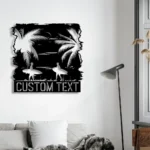 Beach Coastal Metal Sign Custom Tropical Sunset Landscape 1