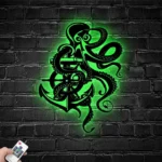 Beach Coastal Metal Sign Octopus And Anchor 1