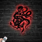 Beach Coastal Metal Sign Octopus And Anchor 1