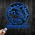 Beach Coastal Metal Sign Personalized Dolphin On The Beach Name 1