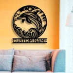 Beach Coastal Metal Sign Personalized Dolphin On The Beach Name 1