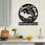 Beach Coastal Metal Sign Personalized Dolphin On The Beach Name 1
