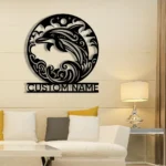 Beach Coastal Metal Sign Personalized Dolphin On The Beach Name 1