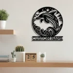 Beach Coastal Metal Sign Personalized Dolphin On The Beach Name 1