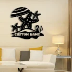 Beach Coastal Metal Sign Personalized Starfish Trio Name 1