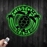 Beach Coastal Metal Sign Personalized Turtle And Palm Tree Name 1