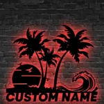 Beach Coastal Metal Sign Sunshine Tropical Palm Tree Beach House 1