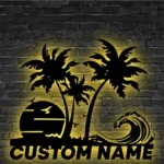 Beach Coastal Metal Sign Sunshine Tropical Palm Tree Beach House 1
