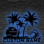 Beach Coastal Metal Sign Sunshine Tropical Palm Tree Beach House 1