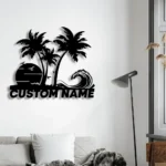 Beach Coastal Metal Sign Sunshine Tropical Palm Tree Beach House 1