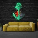 Beach Coastal Neon Sign Anchors Up 1