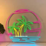 Beach Coastal Neon Sign Palm Tree Sun 1