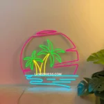 Beach Coastal Neon Sign Palm Tree Sun 1