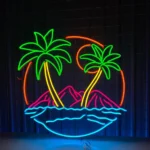 Beach Coastal Neon Sign Palm Tree Sunrise Beach 1