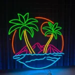 Beach Coastal Neon Sign Palm Tree Sunrise Beach 1