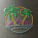 Beach Coastal Neon Sign Palm Tree Sunrise Beach 1