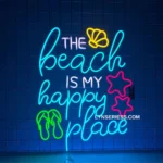 Beach Coastal Neon Sign The Beach Is My Happy Place 1