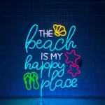 Beach Coastal Neon Sign The Coast Is My Happy Place 1