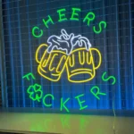 Beer Bar Neon Sign Cheers Fuckers Clover Led 1