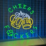 Beer Bar Neon Sign Cheers Fuckers Clover Led 1