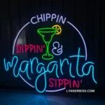 Beer Bar Neon Sign Chippin Dippin Margarita Sippin 1