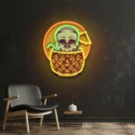 Beer Bar Neon Sign Pineapple Skull 1