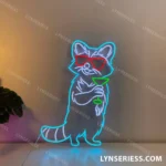 Beer Bar Neon Sign Raccoon Drinking Martini 1
