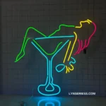 Beer Bar Neon Sign Sexy Girl Drink Cocktail 1