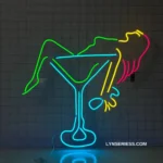 Beer Bar Neon Sign Sexy Girl Drink Cocktail 1