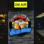 Blue Moon Neon Sign Custom Clink Beer Mugs 1