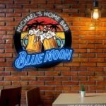 Blue Moon Neon Sign Custom Clink Beer Mugs 1