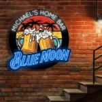 Blue Moon Neon Sign Custom Clink Beer Mugs 1