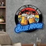 Blue Moon Neon Sign Custom Clink Beer Mugs 1