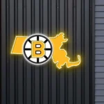 Boston Bruins Neon Sign Massachusetts State Map 1