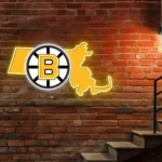 Boston Bruins Neon Sign Massachusetts State Map 1