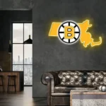 Boston Bruins Neon Sign Massachusetts State Map 1