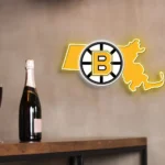 Boston Bruins Neon Sign Massachusetts State Map 1
