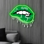 Boston Celtics Neon Sign Dripping Lips 1